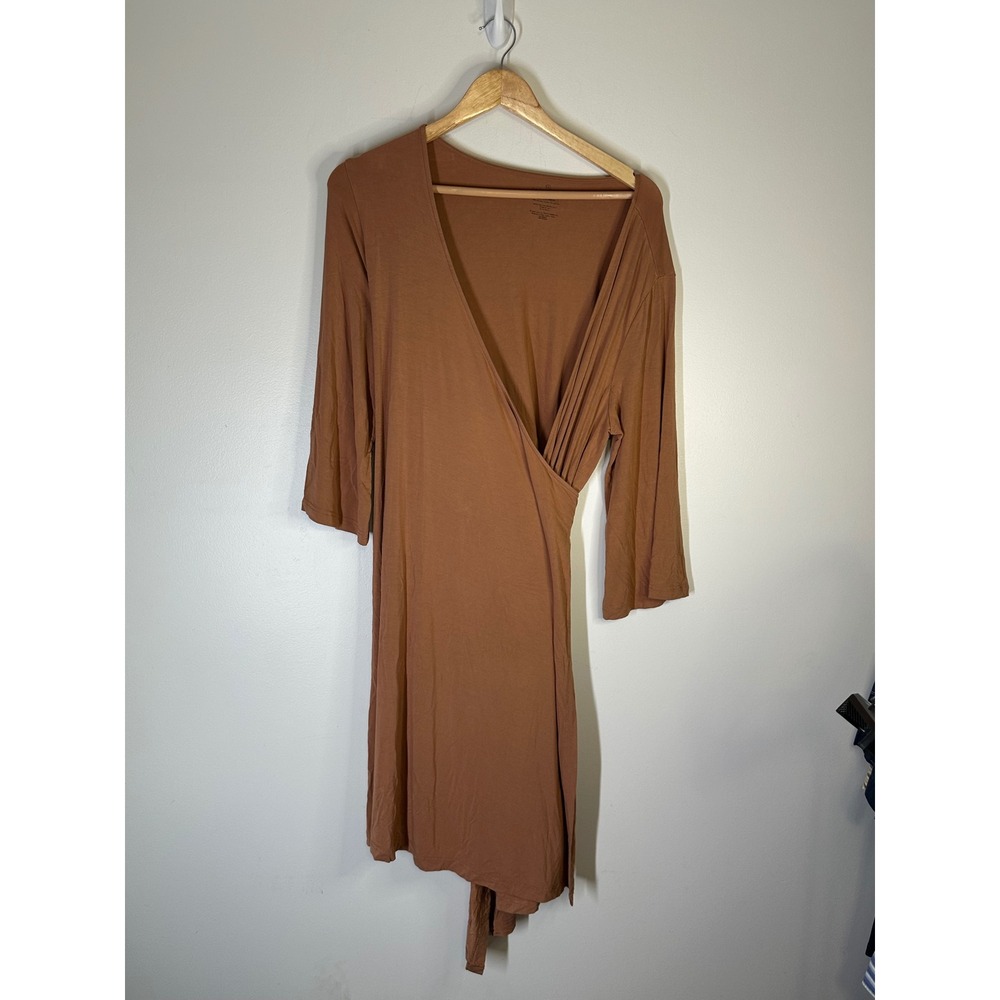 Caden Lane Wrap Maternity Robe Womens Size L Nursing Stretchy Relaxed Earthy